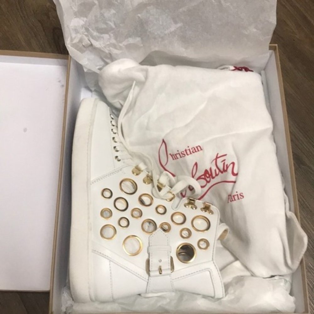 Christian Louboutin Alfibully Flat Calf White/Gold
